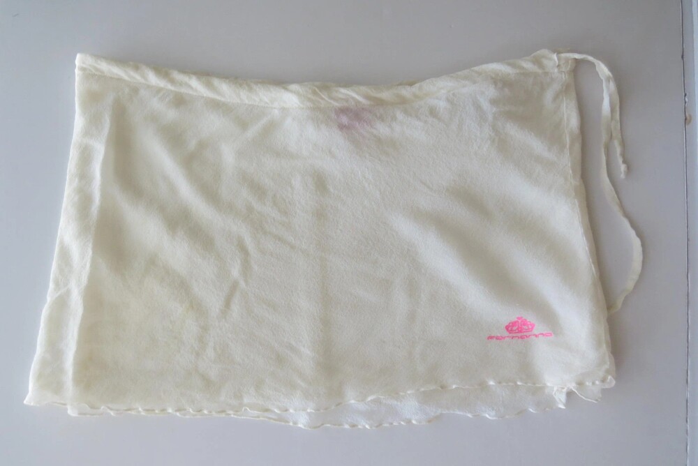 Vintage Italian Fornarina Silk Mini Skirt, Cream / Ivory, Fuchsia Crown Logo, Ma